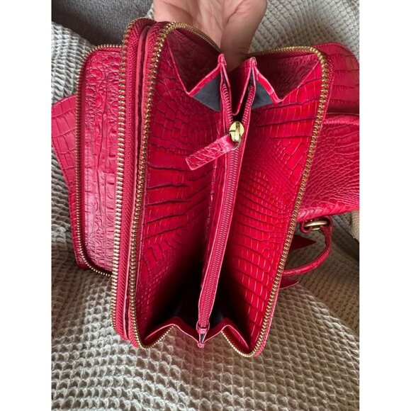 Brahmin Amata Red Croc Embossed Leather Handbag & Wallet. See ALL Photos! - Picture 8 of 10